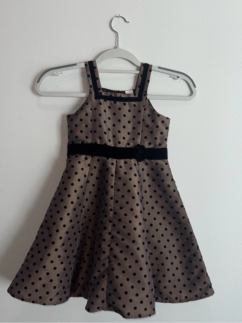 Carter’s Girl Dress 5 Party Holiday Special Occasion Brown Black Polka Dot Flare
